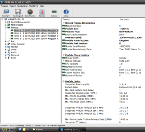 RAM 4GB 4x1GB DDR400 PC3200 CL3 200MHz Kingston KVR400X64C3A 99U5193-090.A01LF